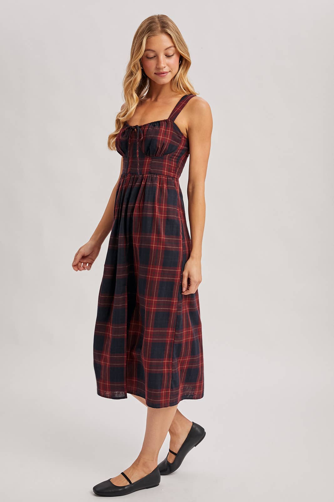 Everly Plaid Midi Dress