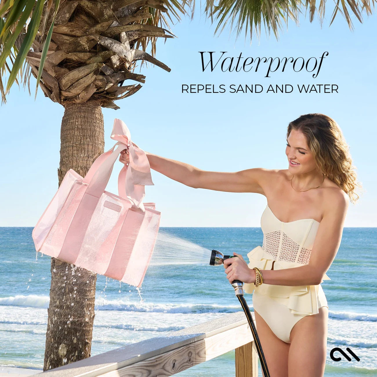 Ballet Pink Special Edition Bow Beach Tote With Phone Pouch