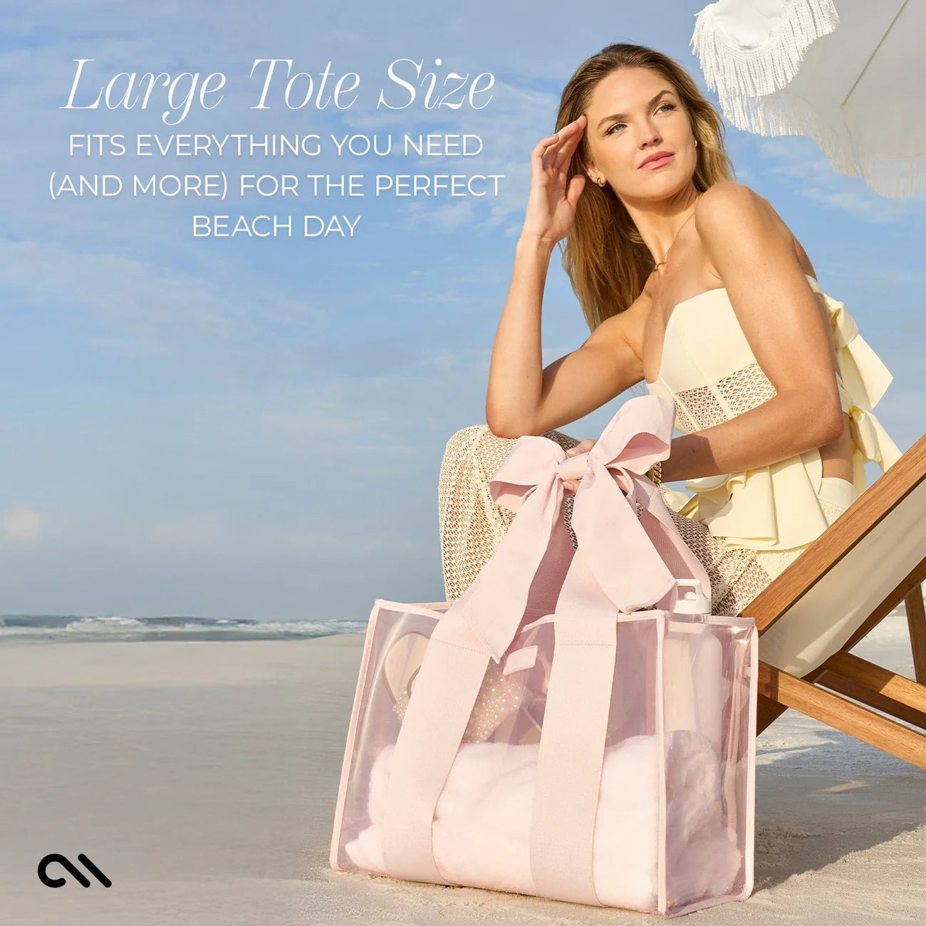 Ballet Pink Special Edition Bow Beach Tote With Phone Pouch