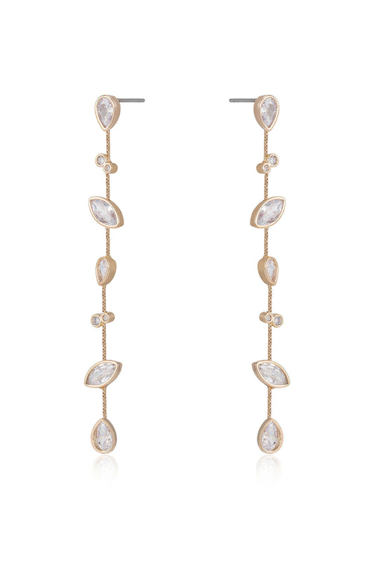 Falling Bezel Crystal Dangle Earrings
