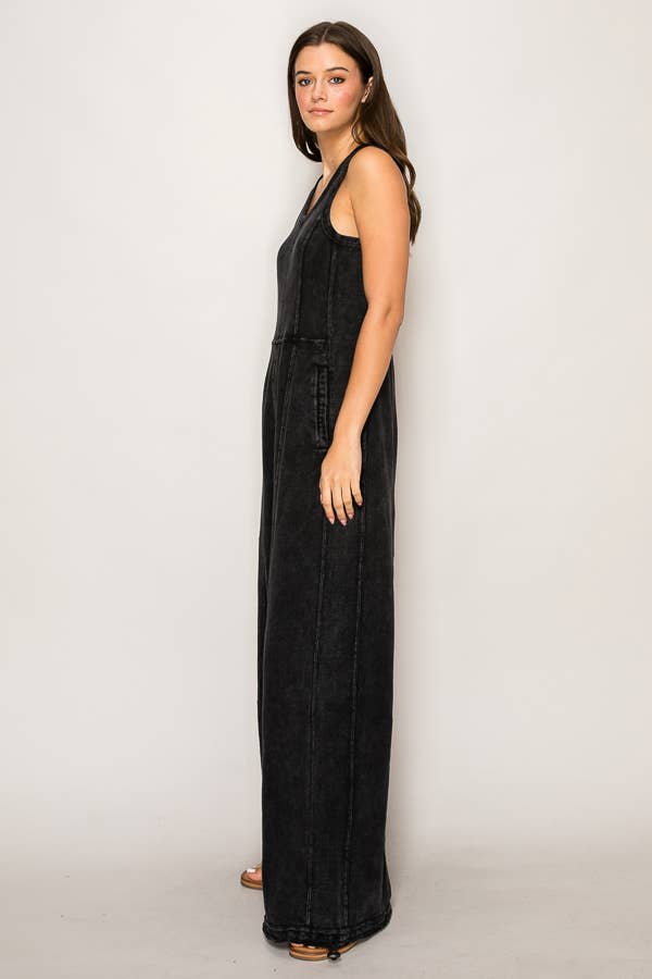 WIDE LEG STRING DETAIL JUMPSUIT