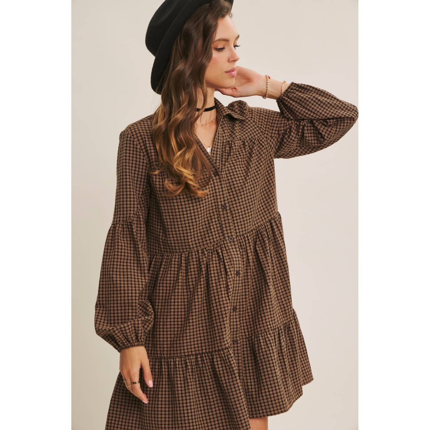 EASY TO WEAR PLAID MINI DRESS