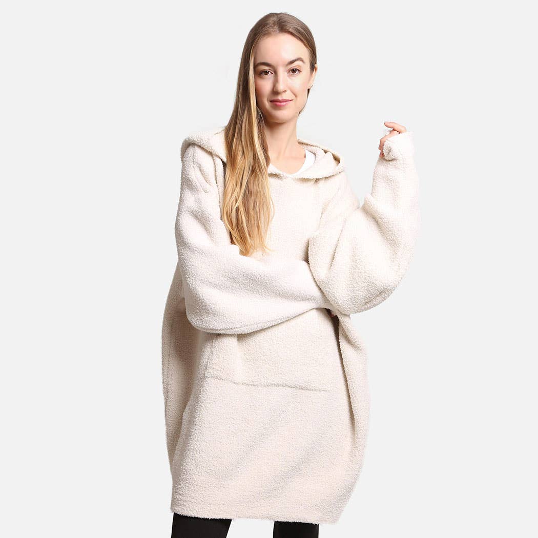 Solid Color Soft Hooded Blanket Hoodies with Pocket