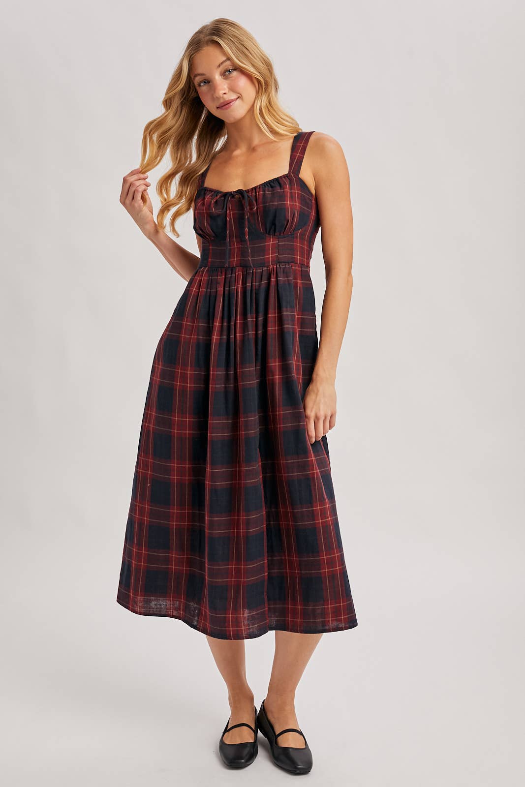 Everly Plaid Midi Dress