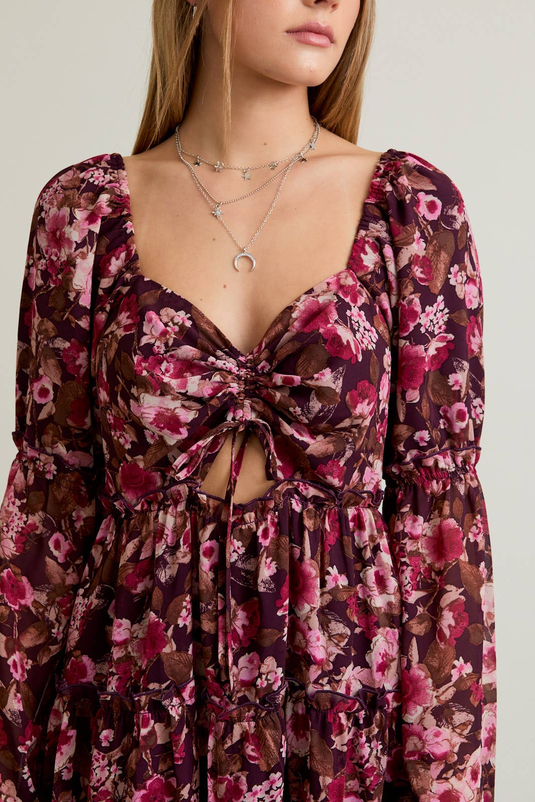 LONG SLEEVE FLORAL MINI DRESS