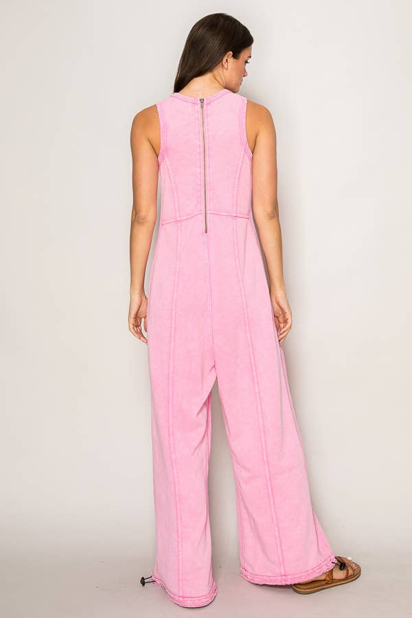 WIDE LEG STRING DETAIL JUMPSUIT