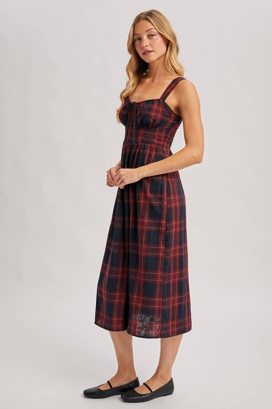 Everly Plaid Midi Dress