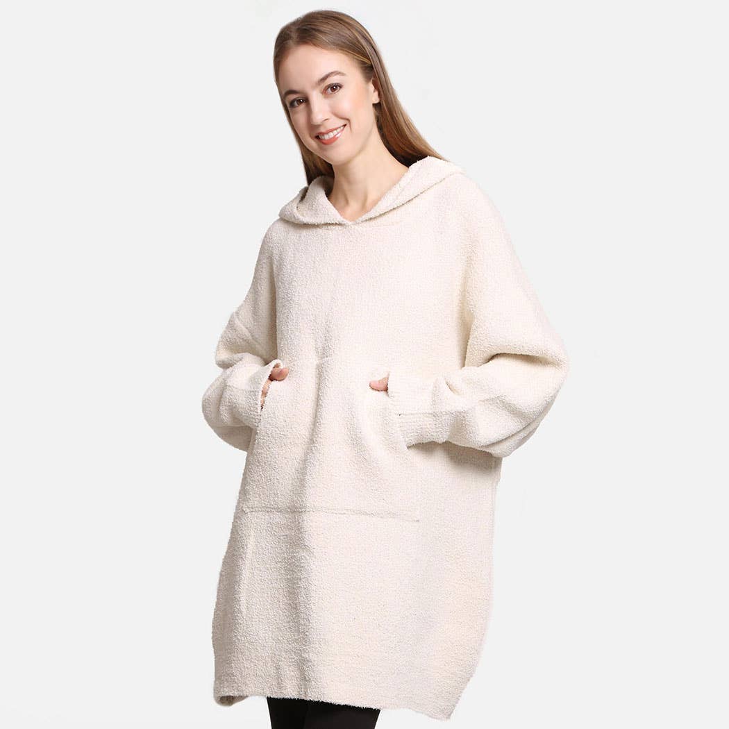 Solid Color Soft Hooded Blanket Hoodies with Pocket