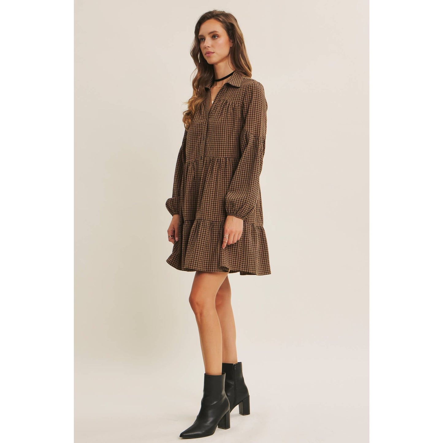 EASY TO WEAR PLAID MINI DRESS