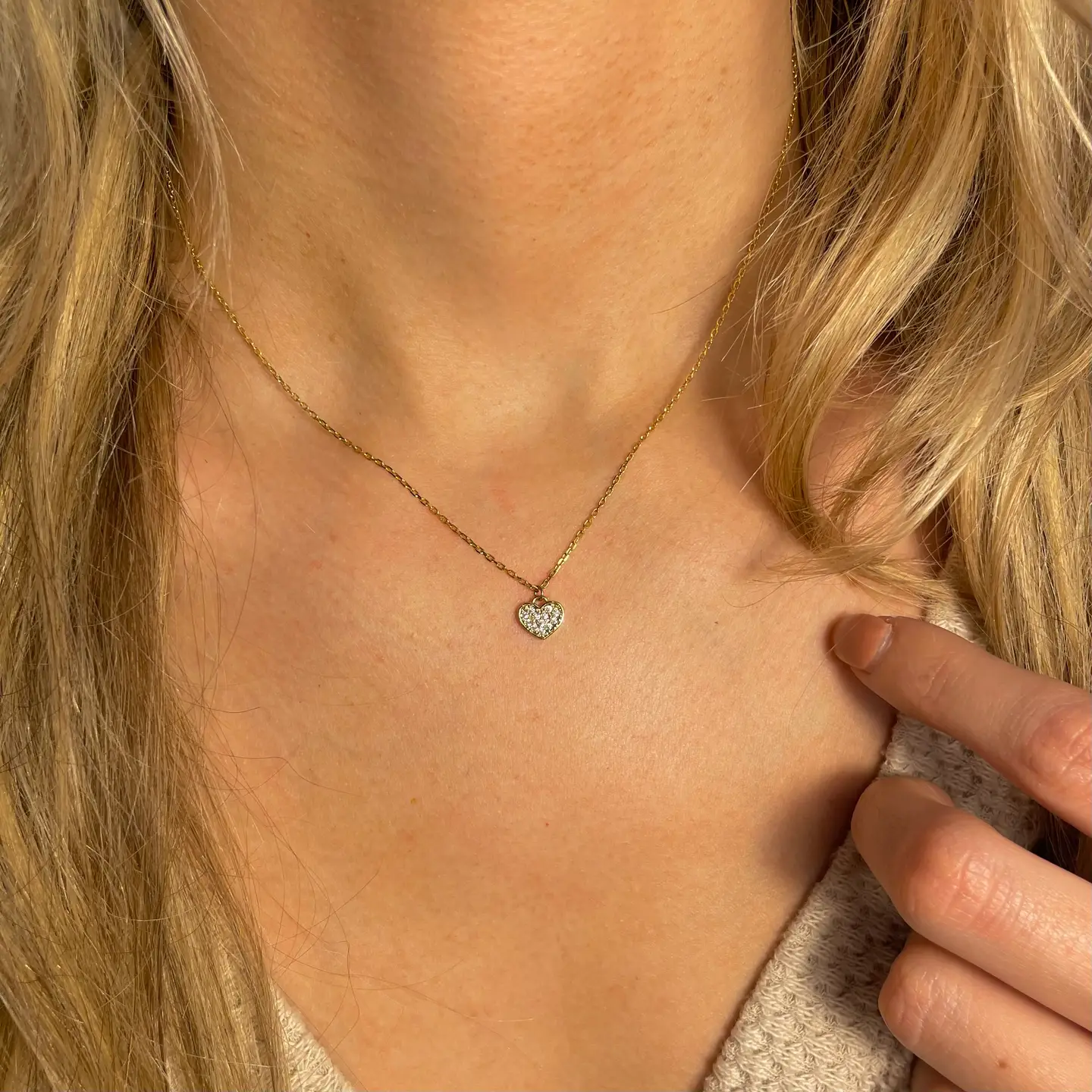Dainty Crystal Heart Necklace- Waterproof