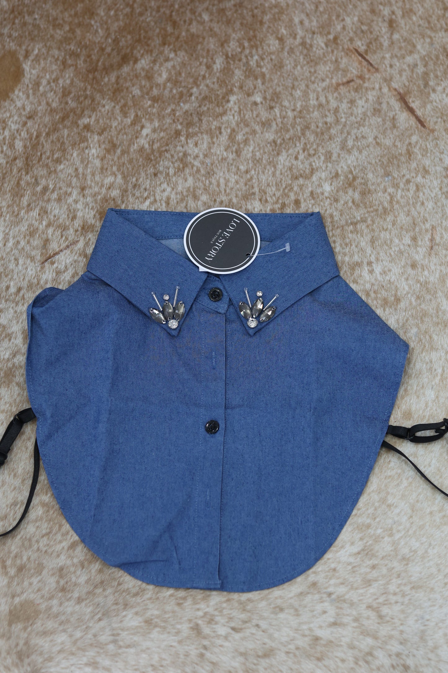 DENIM JEWELED CORPORATE COLLAR