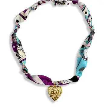 Purple & Blue Heart Scarf Necklace