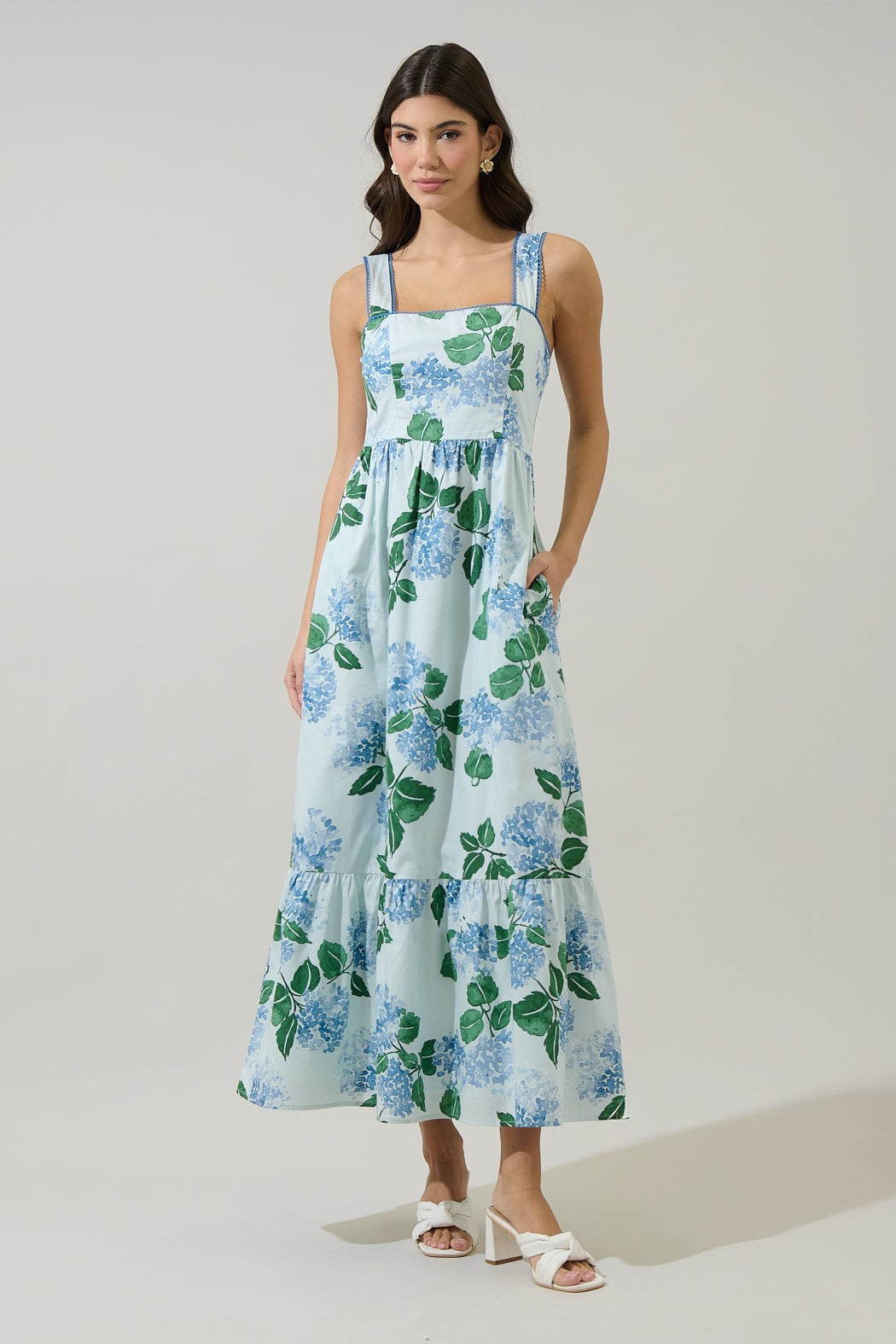 Blue Hydrangea Bliss Maxi Dress