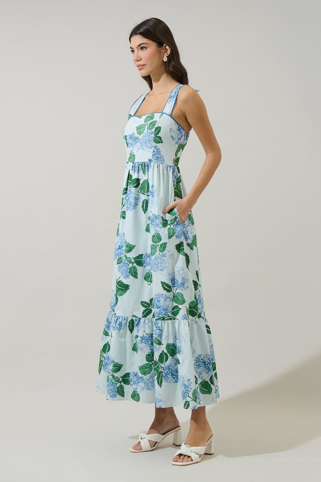 Blue Hydrangea Bliss Maxi Dress