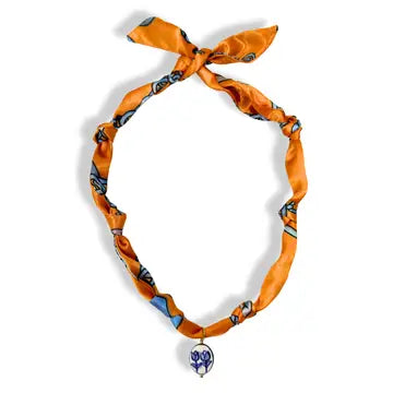 Blue Vintage Orange Scarf Necklace