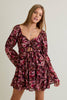LONG SLEEVE FLORAL MINI DRESS