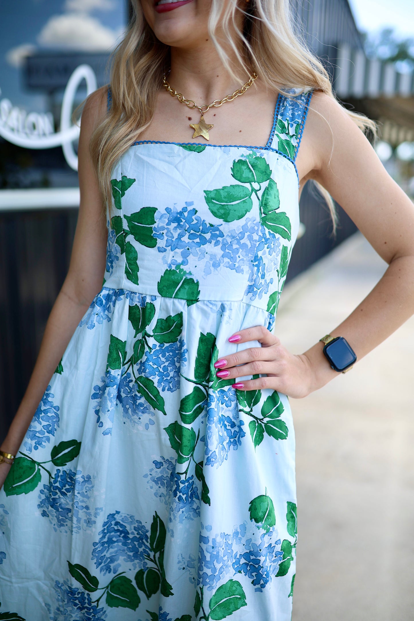 Blue Hydrangea Bliss Maxi Dress