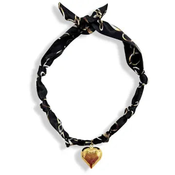 Black & Gold Heart Scarf Necklace