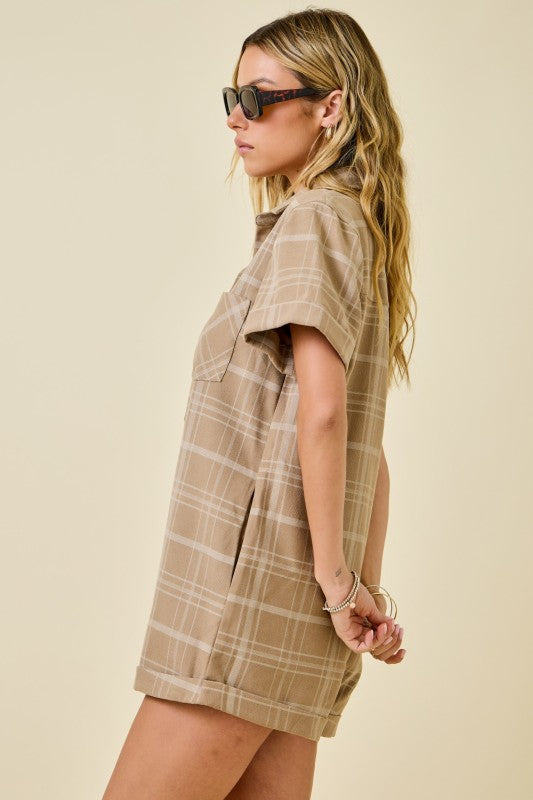 Sandstone Plaid Romper