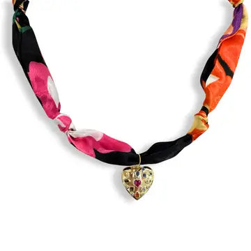 Gemstone Heart Scarf Necklace