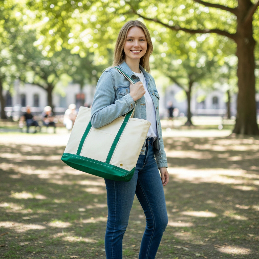 The Signature Canvas Tote Bag–Dark Green