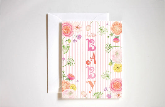 Floral Hello Baby Card