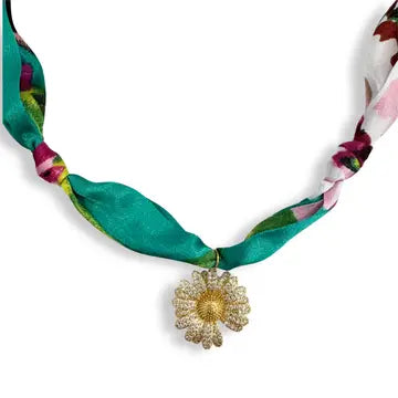 CZ Daisy Scarf Necklace