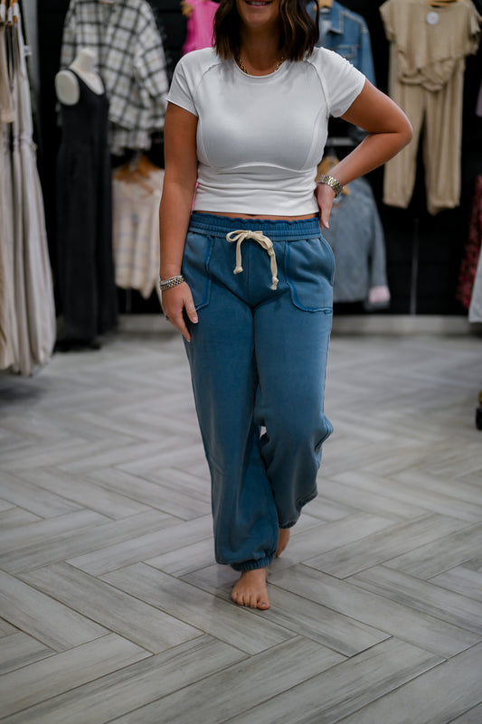 Wide Leg Cotton Blend Jogger Sweatpants