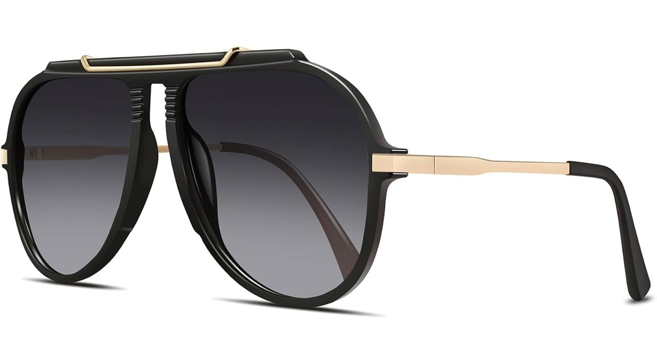 Black Luxe Aviator Sunglasses