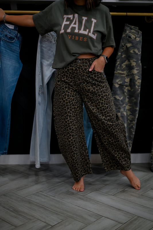 Leopard Barrel Jeans