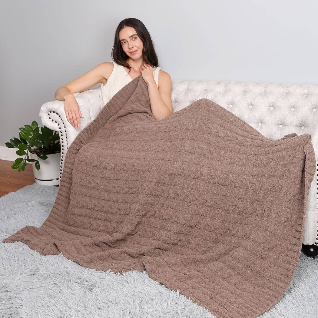 Braided Cable Knit Luxury Soft Throw Blanket