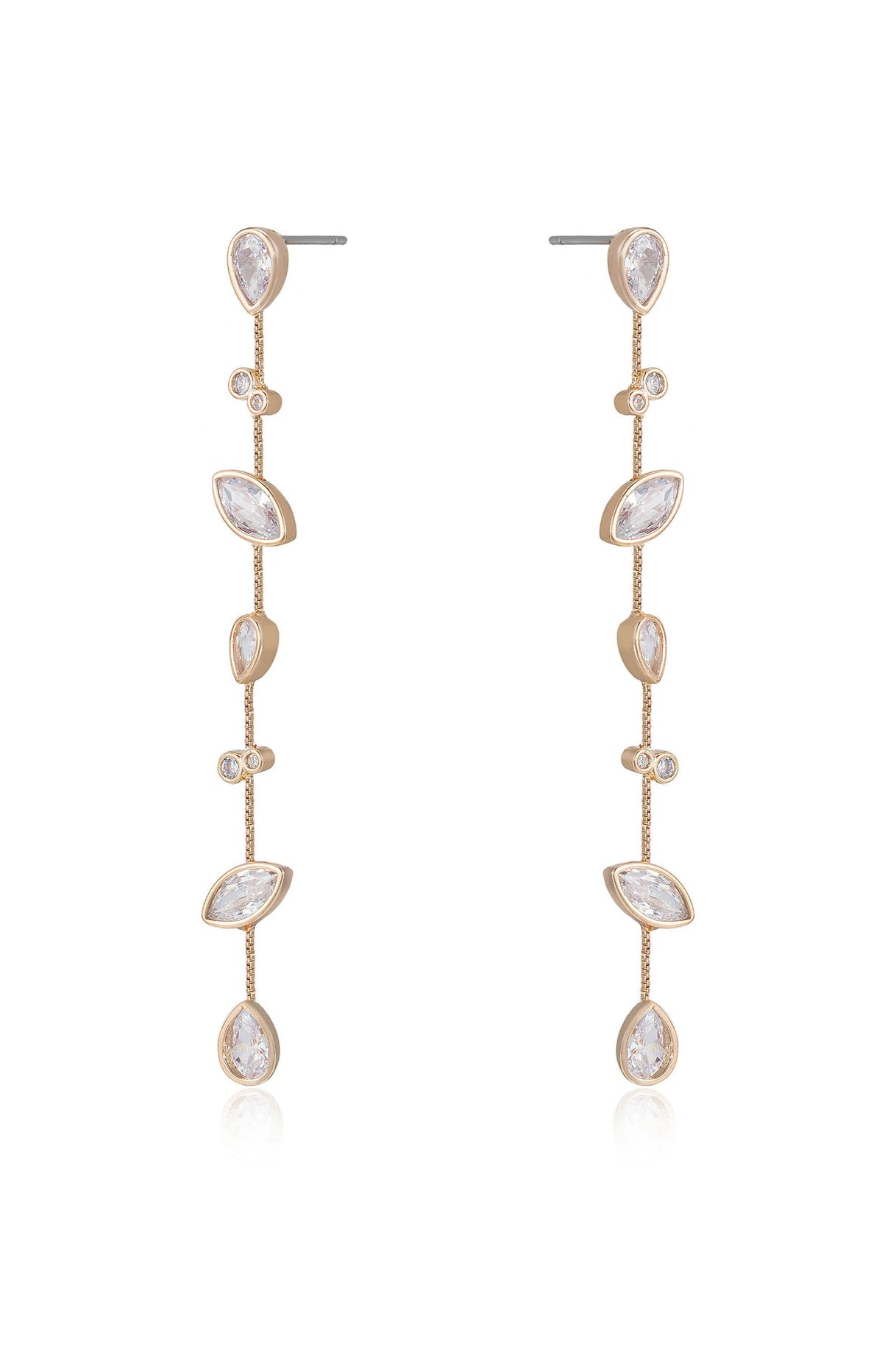 Falling Bezel Crystal Dangle Earrings