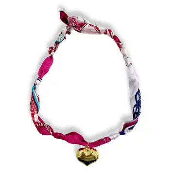 Pink & Blue Heart Scarf Necklace