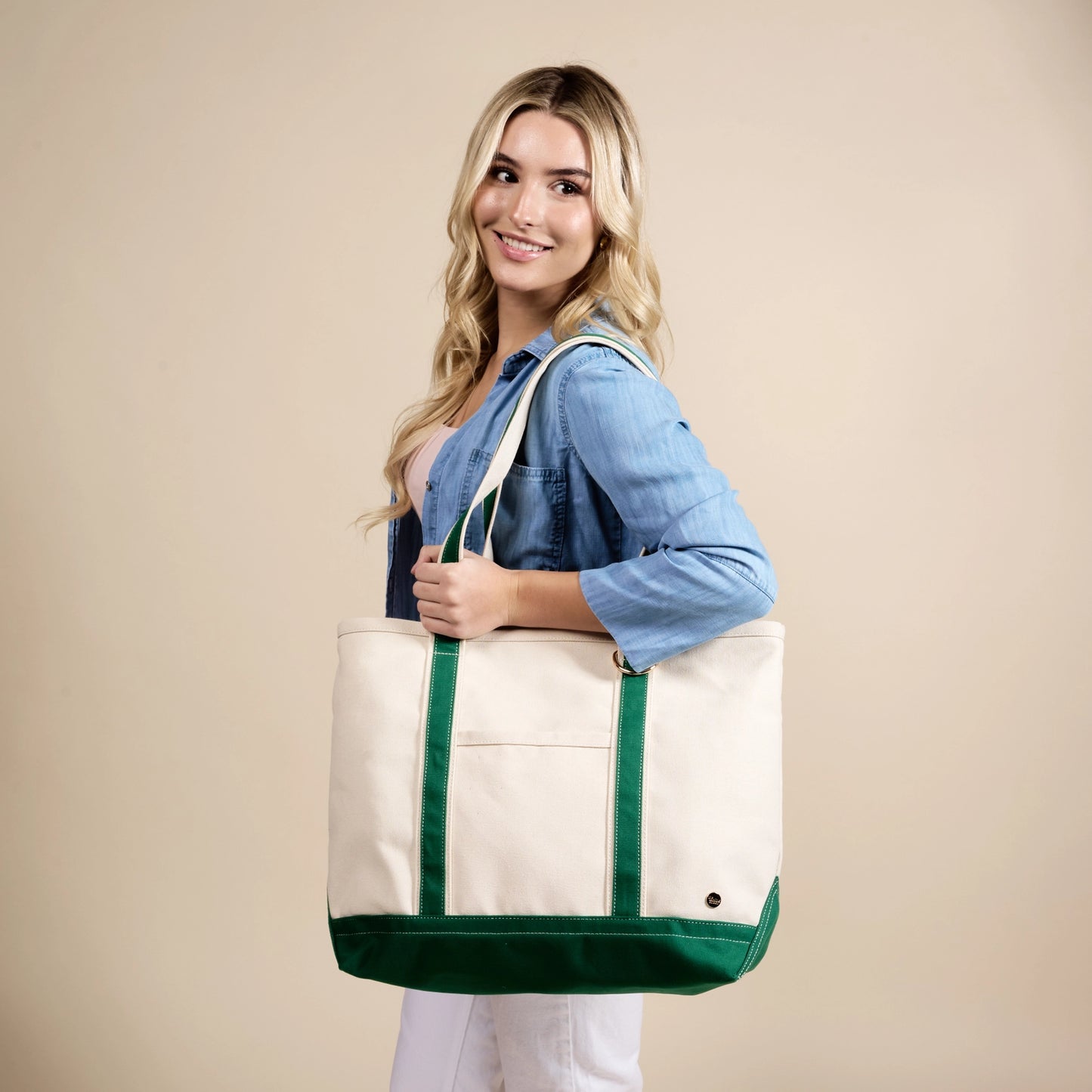 The Signature Canvas Tote Bag–Dark Green