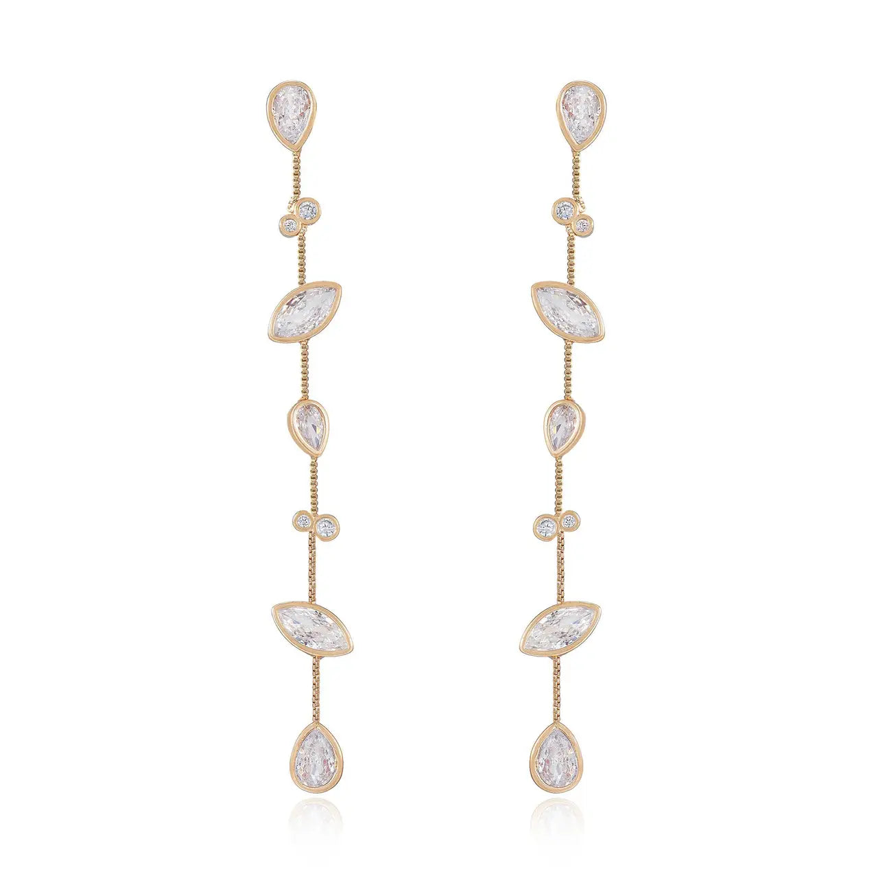 Falling Bezel Crystal Dangle Earrings